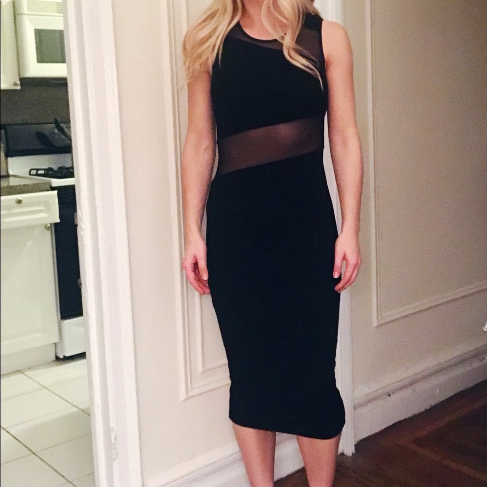 Black Dress with Mesh Cutouts